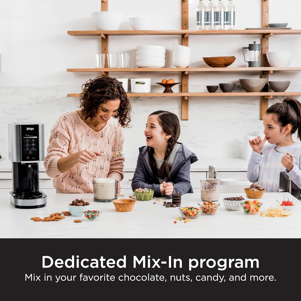 2025 NC301 CREAMi Ice Cream Maker, for Gelato, Mix-ins, Milkshakes, Sorbet, Smoothie Bowls & More, 7 One-Touch Programs, with (2) Pint Containers & Lids, Compact Size, Perfect for Kids, Silver