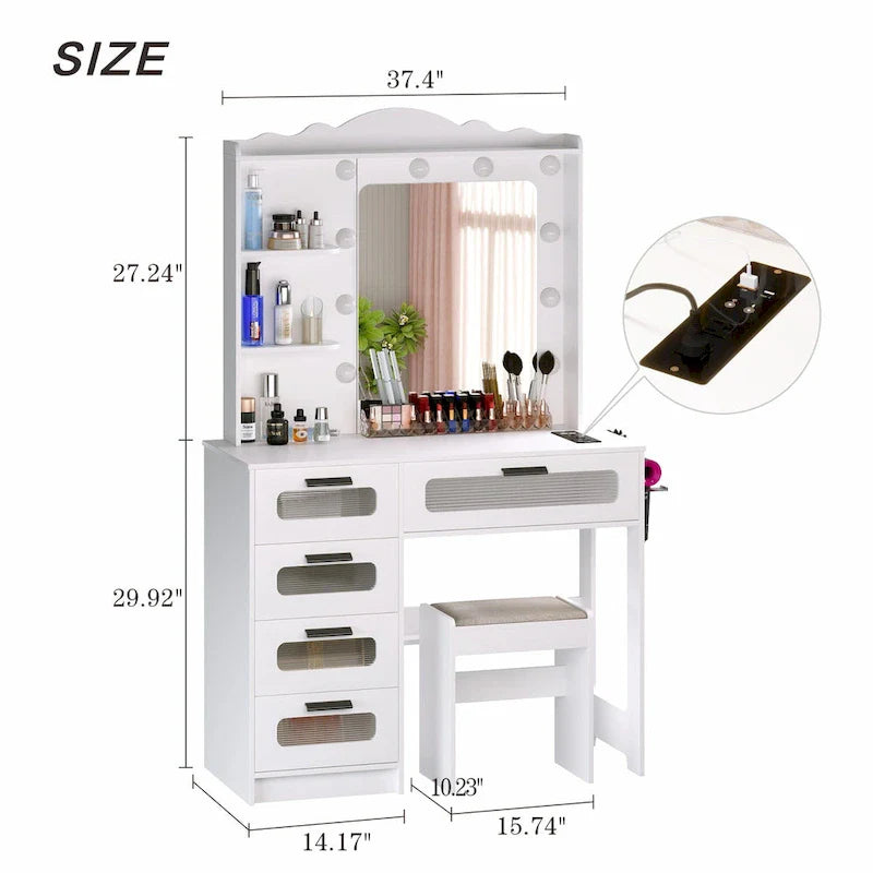 Makeup Vanity with 3 Lighting Colors