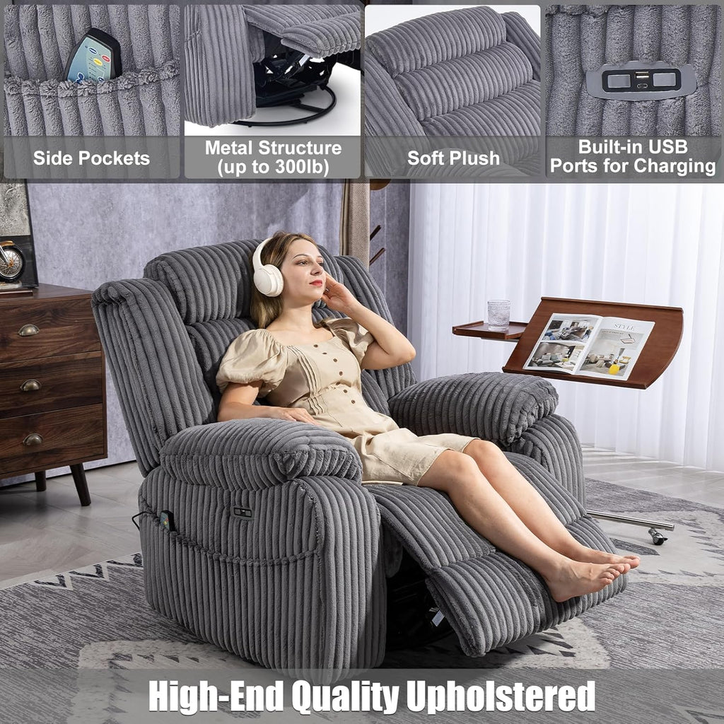 Electric rotary rocker lounge chair for adults with massage and calories USB charging ports