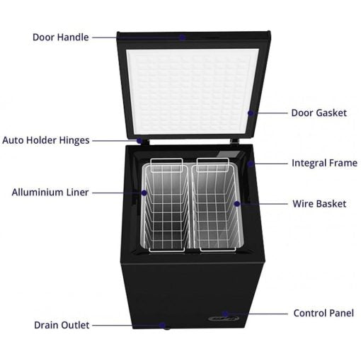 Northair Chest Freezer �C 3.5 Cu Ft with 2 Removable Baskets �C Reach In Freezer Chest �C Quiet Compact Freezer �C 7 Temperature Settings �C Black