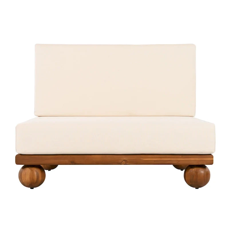 Scott Living Dulcie 4 Piece Outdoor Acacia Wood L Shape Setional Sofa with Removable Cushions
