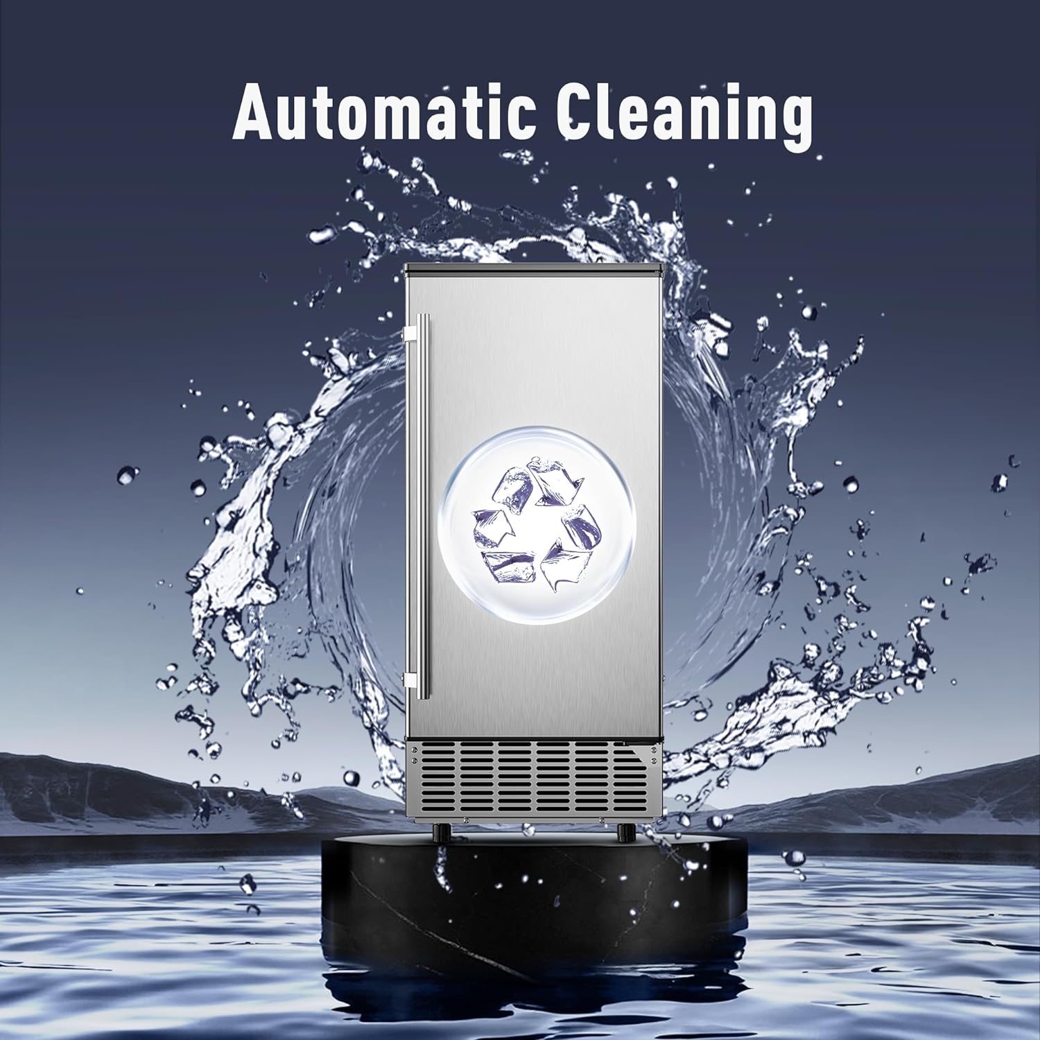 Commercial Under Counter Ice Maker Machine 80Lbs/Day with 24lbs Ice Storage Built-in Drain Pump/Automatic Cleaning/Timing Setting/Smart LCD Panel Ideal for Both Home and Commercial Use