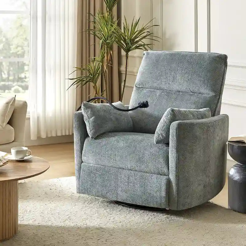 Barry Modern 38 Power Rocking Swivel Nursery Recliner with USB Ports by HULALA HOME