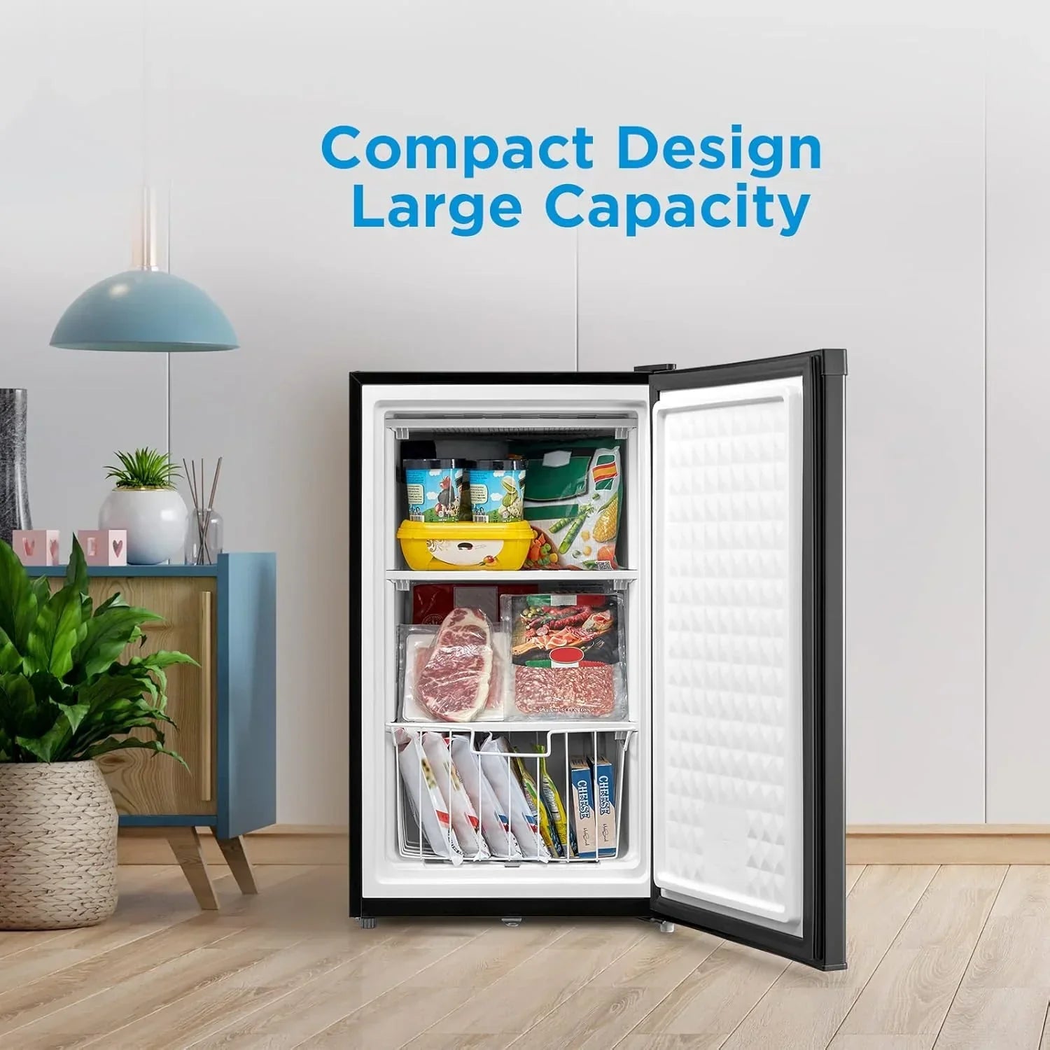 Upright Freezer Large Black 3.0 Cubic Feet
