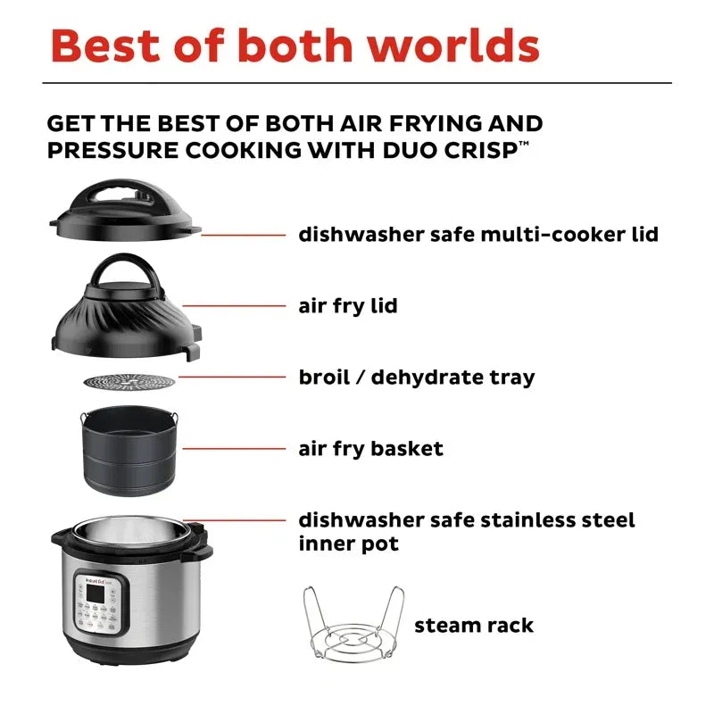 Instant Pot Duo Crisp 11 in 1 Air Fryer &amp; Pressure Cooker, 8 Qt, Stainless Steel