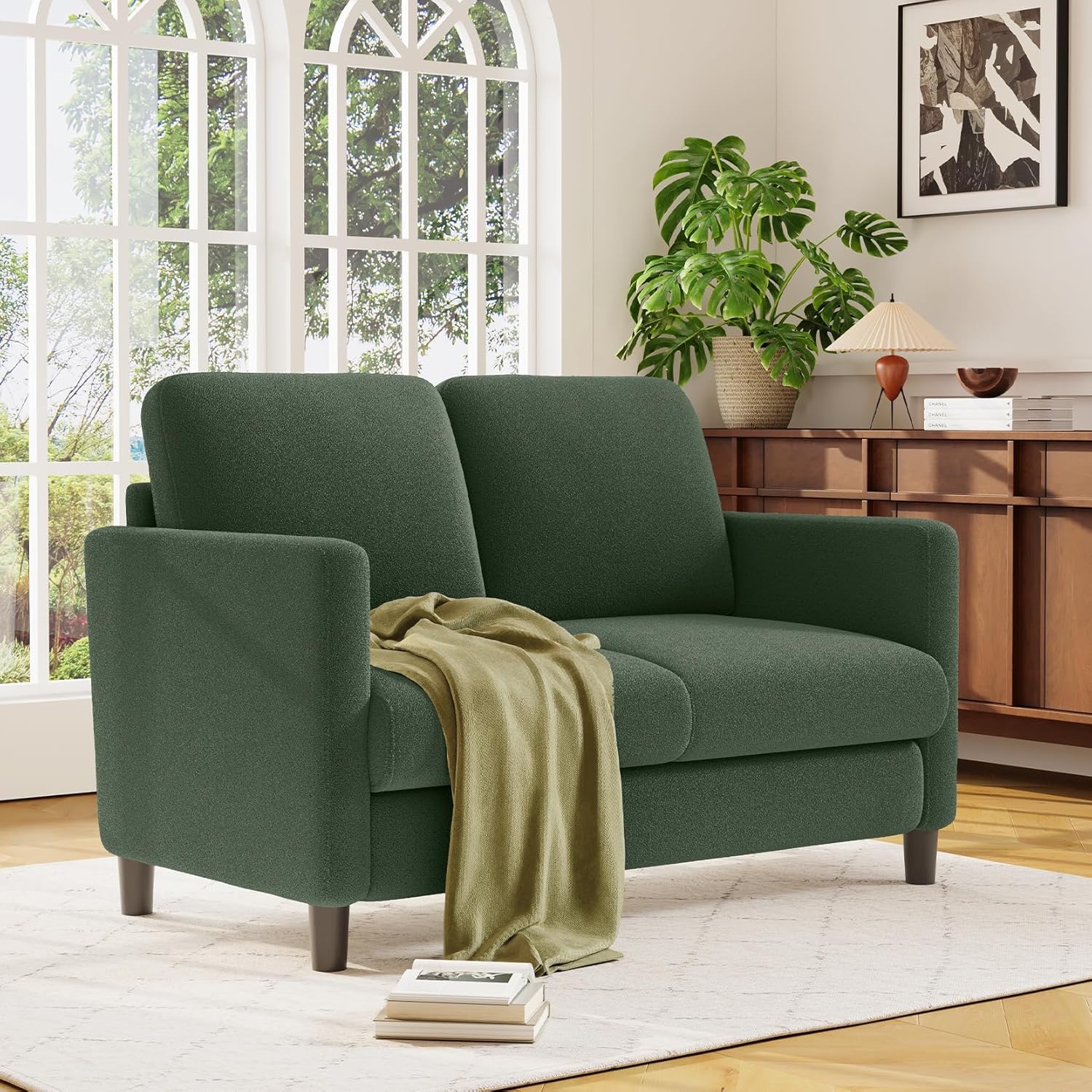 Loveseat Sofa 51" Love Seat Comfy Corduroy Small Loveseat Small Spaces Tool-Free Setup Couch