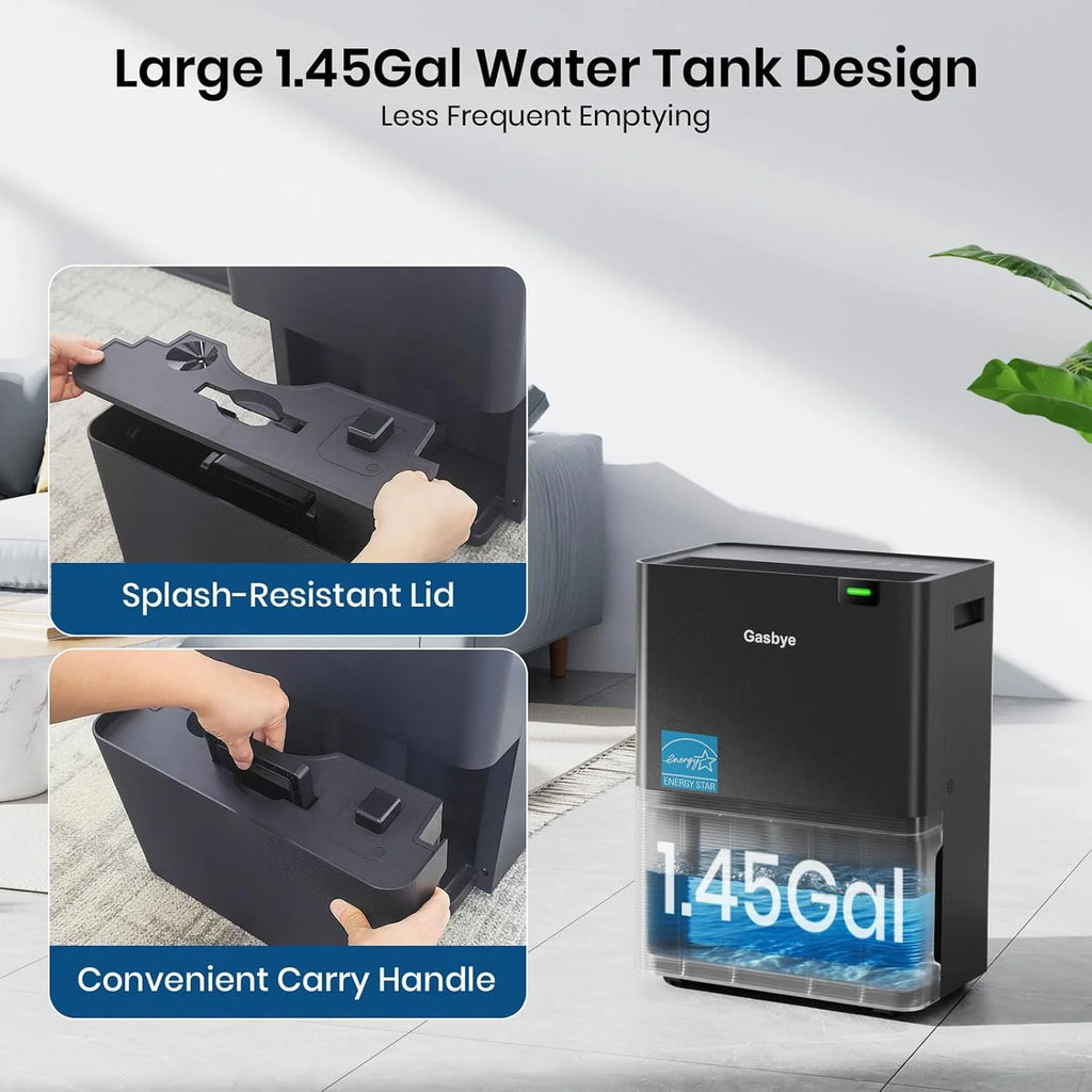 4500 Sq.Ft. Most Efficient Energy Star 2024 Dehumidifier for Basement with Drain Hose, Max 115 Pints/D Dehumidifier for Large Room, [45dB Quiet Compressor], Easy Drainage, Auto-restart, Black