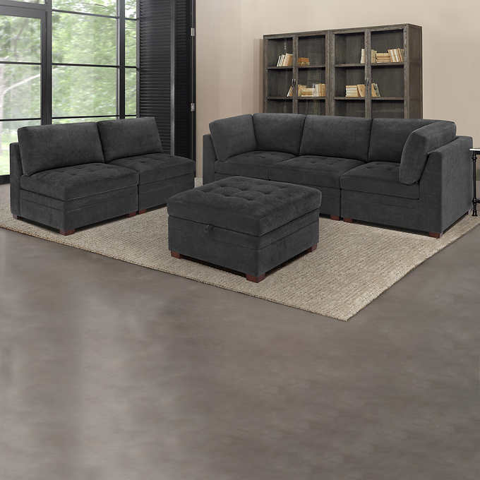 2025 Thomasville Tisdale Fabric Sectional with Storage Ottoman