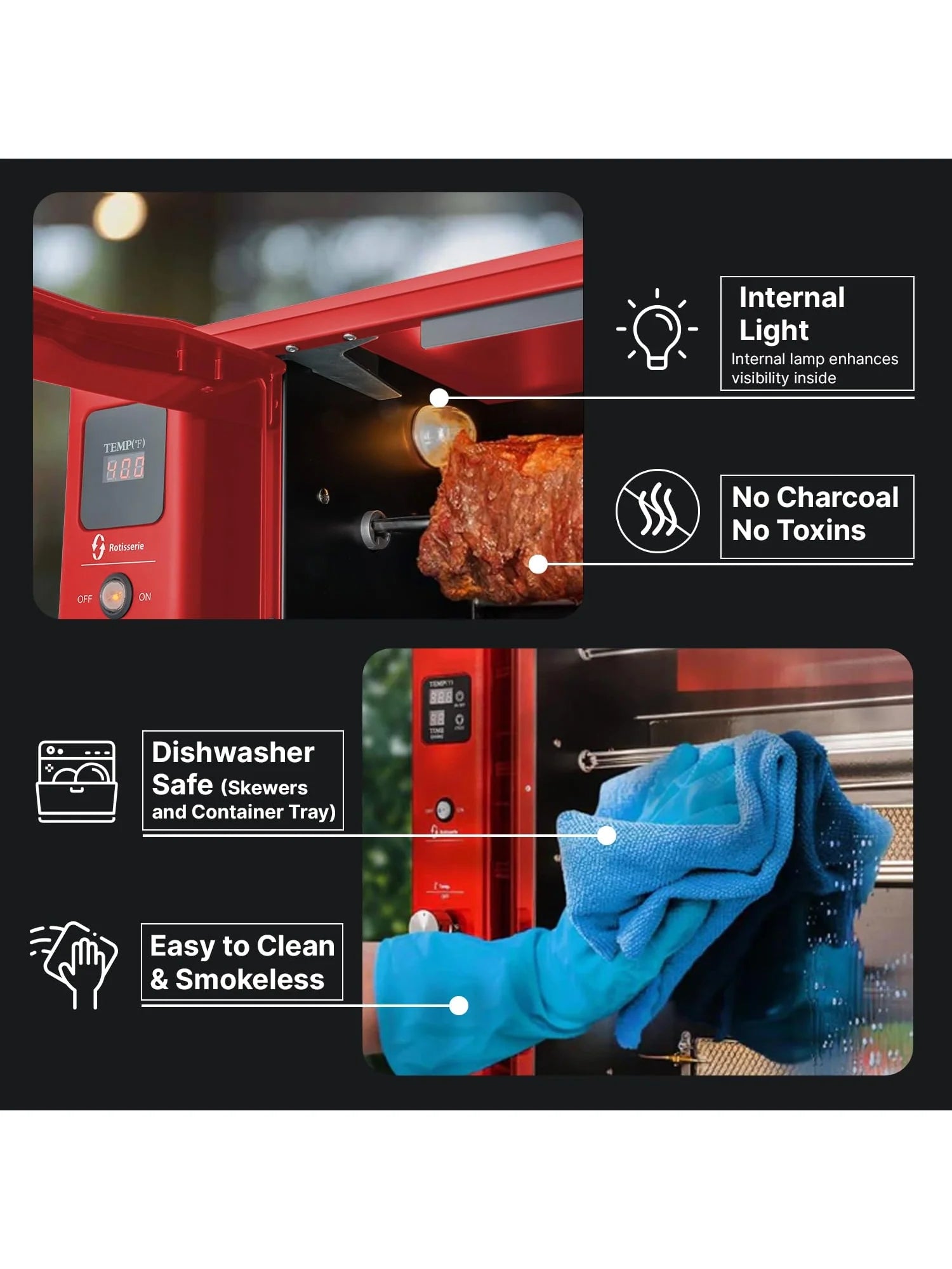 Brazilian Flame Churrasco? Gas Rotisserie Oven Grill Roaster with Auto Rotating Skewers for Rotisserie Chicken Brazilian Style BBQ and Churrasco Shawarma Machine Propane Grill - 2024 Series