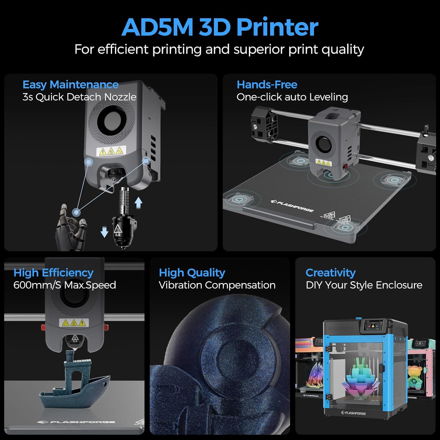 Adventurer 5M 3D Printer - High-Speed FDM with Auto Leveling