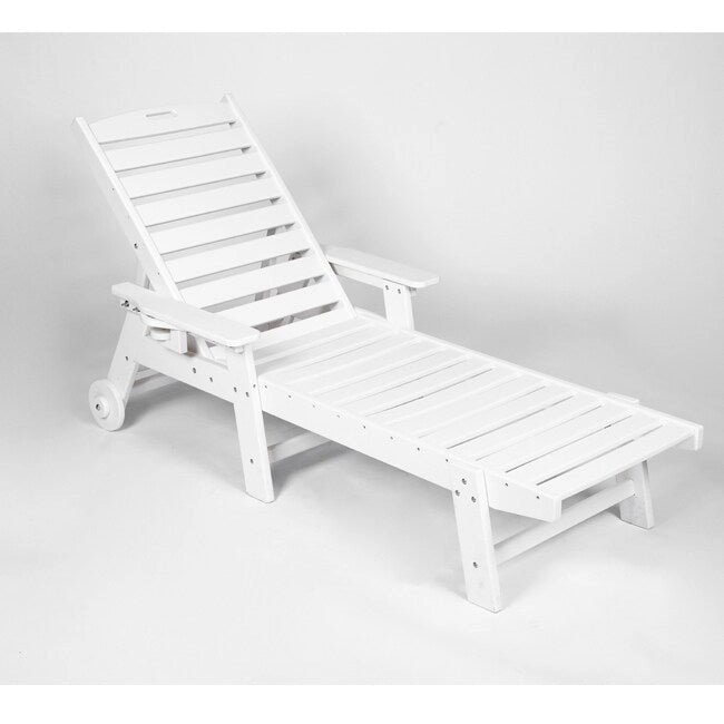 3-Piece Patio Set  2 Oversized Chaise Lounges (5-Position, Wheels, Cup Holder) + Side Table, All-Weather Wood Texture.