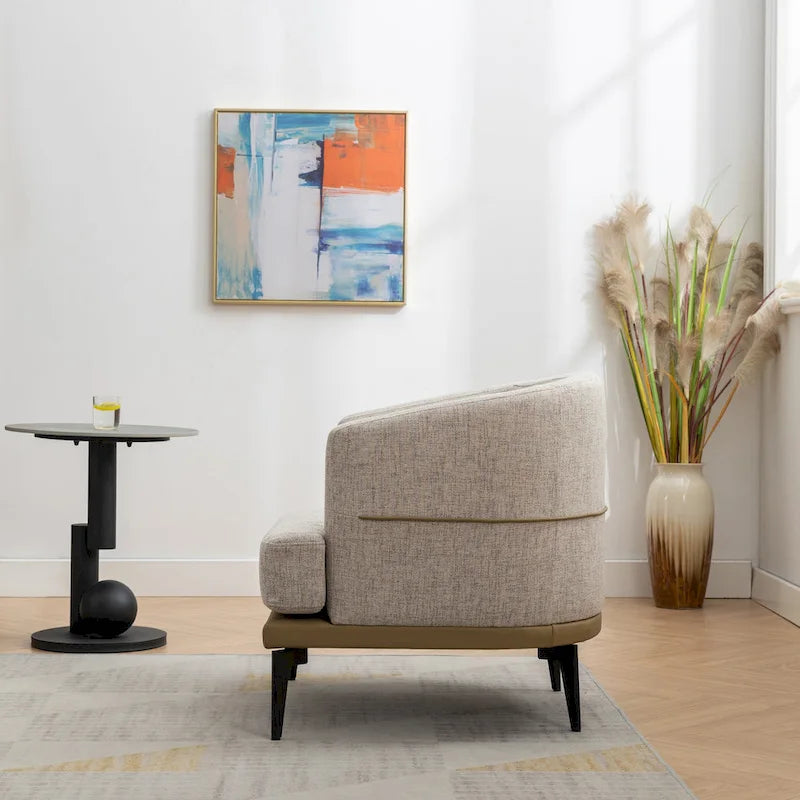 Modern Two-tone Barrel Fabric Chair