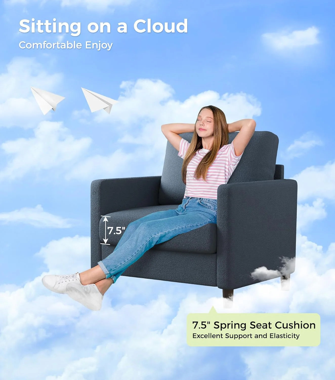 Loveseat Sofa 51" Love Seat Comfy Corduroy Small Loveseat Small Spaces Tool-Free Setup Couch