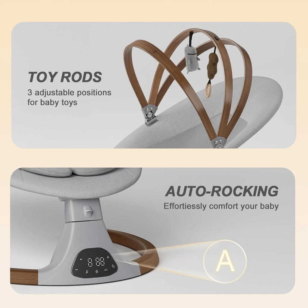Baby Swings for Infants, Monamii Baby Swing, Bluetooth Infant Swing with Music Speaker, 5 Speeds and Remote Control, Indoor & Outdoor Use