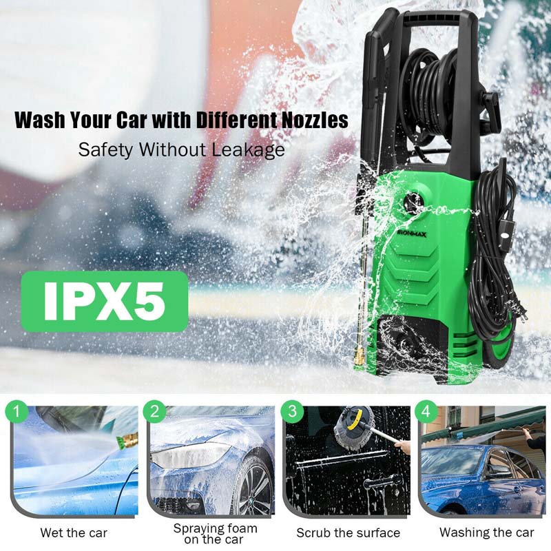 3500PSI Electric Pressure Washer 1800W 2.6 GPM Portable Electric Power Washer with 4 Nozzles