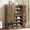 Black 7+1 Tier Farmhouse Shoe Storage Cabinet - 45" Tall Entryway Organizer