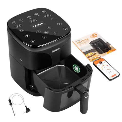 Tastee Ceramic Air Fryer, 8 in 1 Compact 5.5QT AirFryers, 450°F Digital Airfryer Dehydrator with Smart Probe, 24 Presets One touch Cooking, In app Recipes with Window, Dishwasher safe &amp; Non stick : Home &amp; Kitchen