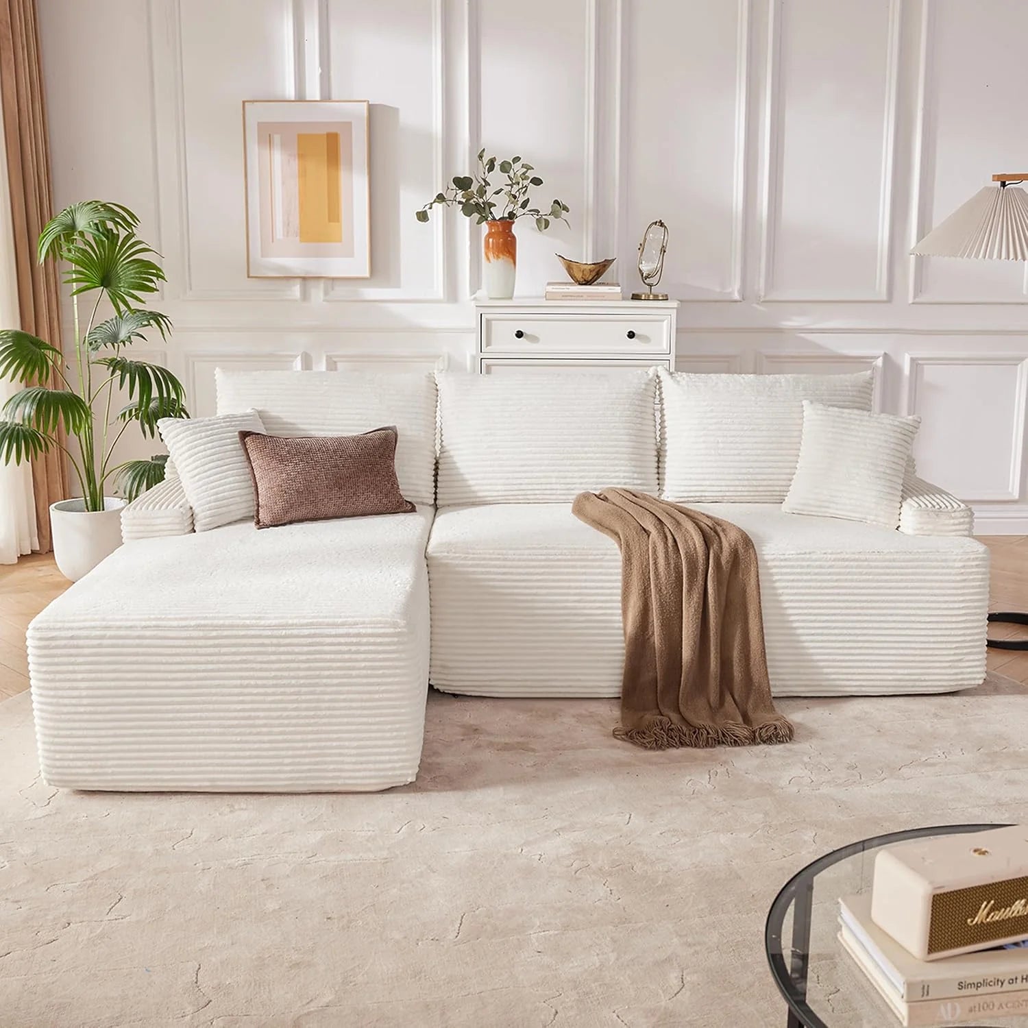 110 Cloud Sectional Couch, Boneless Sofa for Living Room Modular Sectional Sofa with Deep Seat