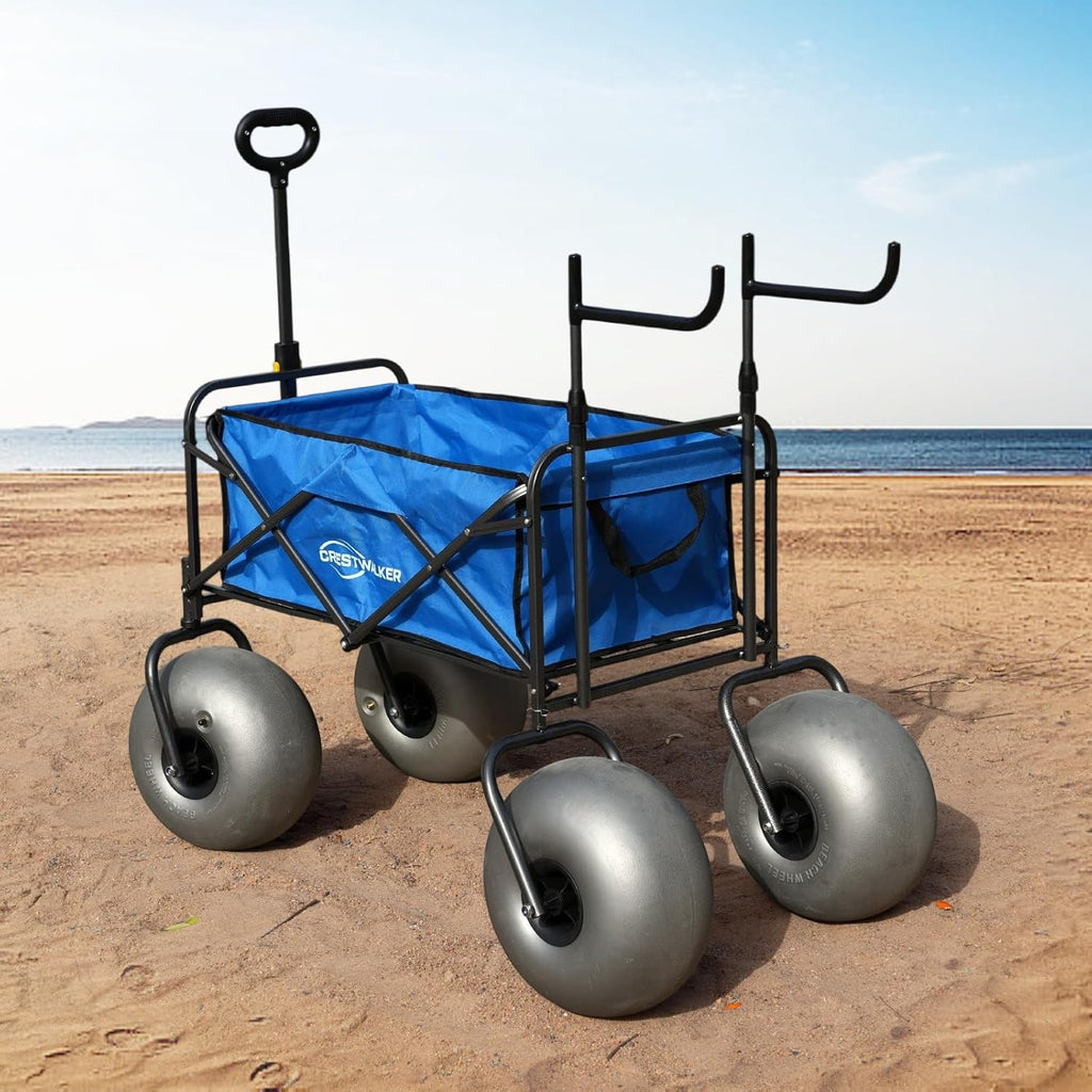Beach Cart with 13" Balloon Wheels, Chair Racks & Pump Included