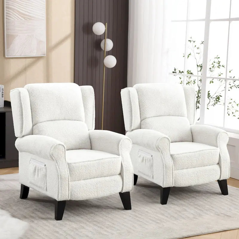 Manual Pushback Recliner Adjustable Accent Chair Wingback Armchair Set of 2