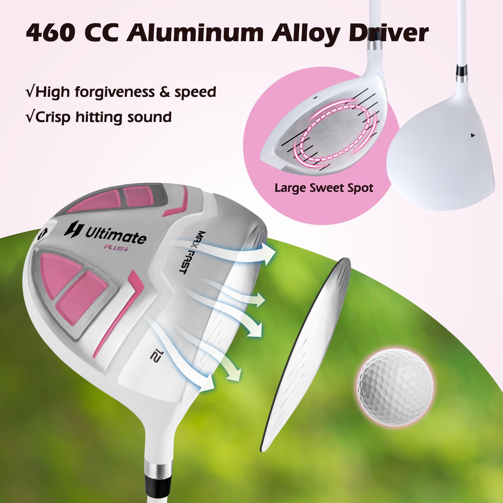 2025 Complete Golf Club Set for Women, 11 PCS Right Handed Golf Clubs with 460CC