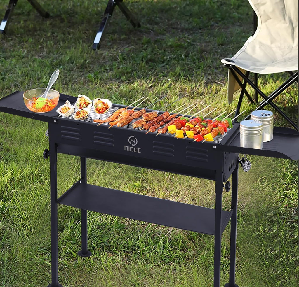 Portable Charcoal Grill Folding Camping Grills + Camping Kitchen Station Camping Table Picnic Table Grill Table Folding Table