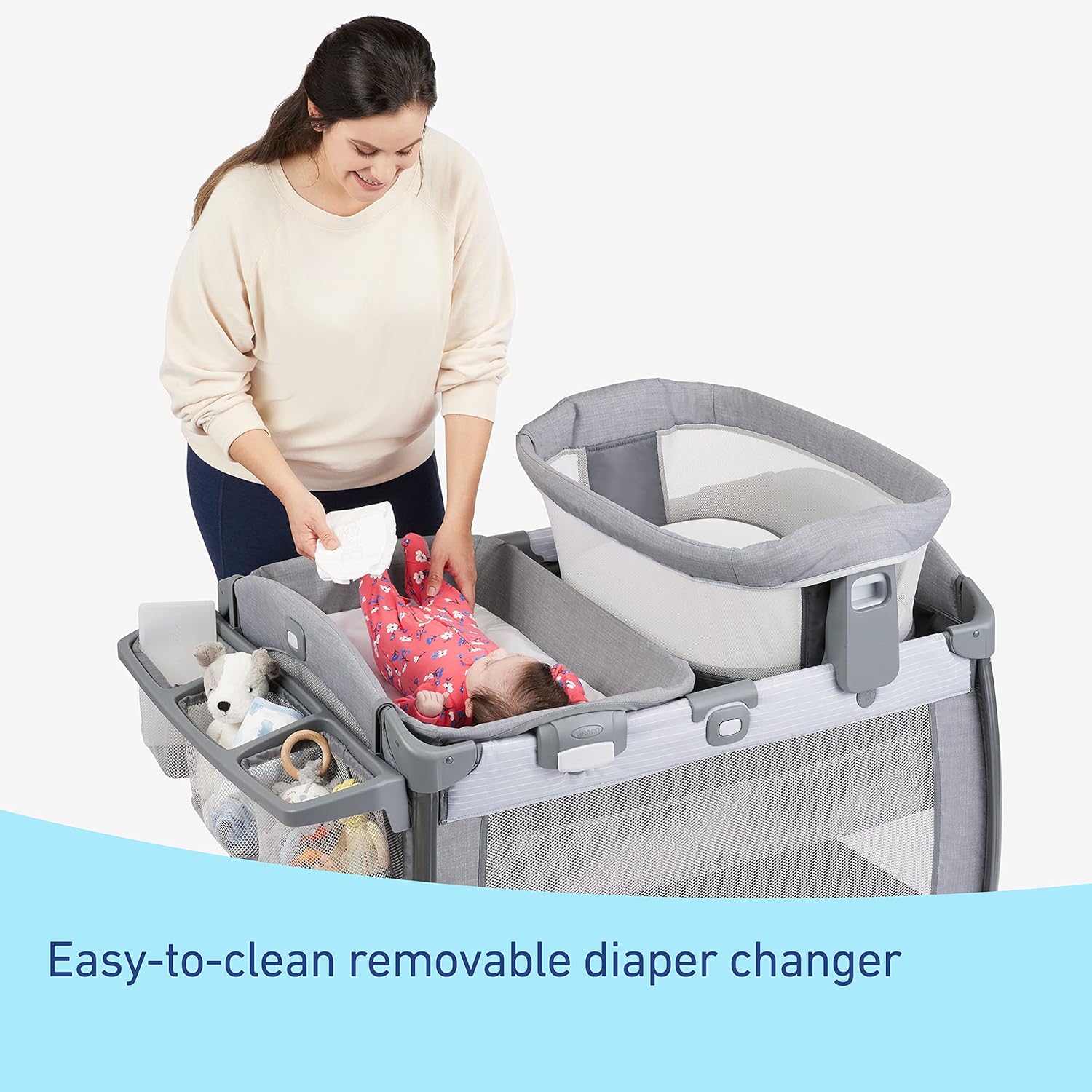 Graco Pack 'n Play Close2Baby Bassinet Playard Features Portable Bassinet Diaper Changer and More Derby