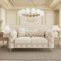 Morden Fort Modern Loveseat Two-Seater Sofa with Dutch Velvet, Solid Wood Frame and Iron Legs