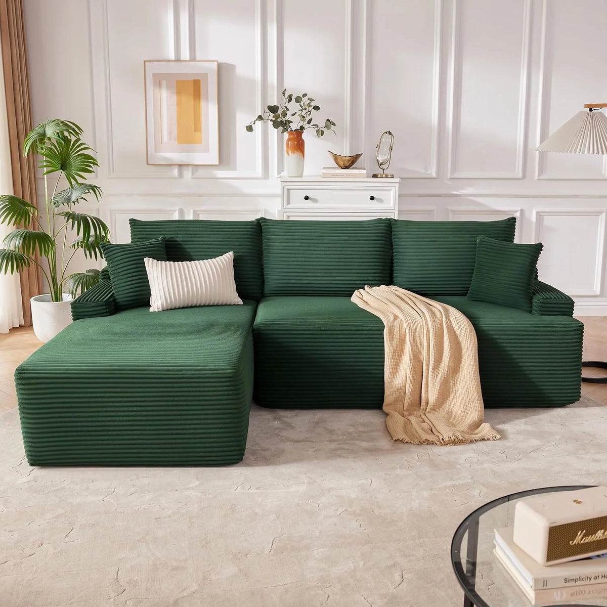 110 Cloud Sectional Couch, Boneless Sofa for Living Room Modular Sectional Sofa with Deep Seat
