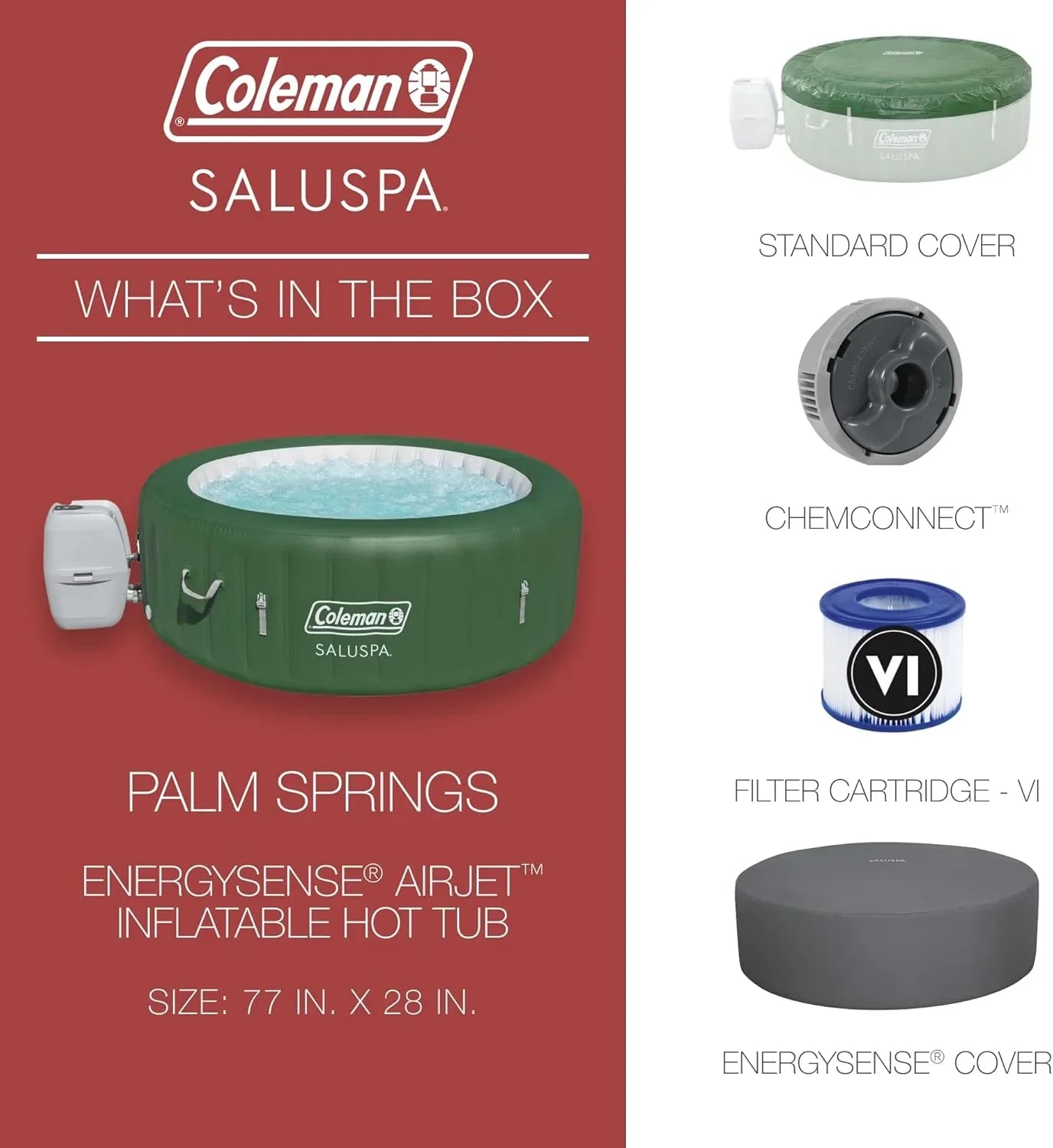 Bestway Palm Springs 4 to 6 Person EnergySense Smart AirJet Plus Inflatable Hot Tub Outdoor Spa
