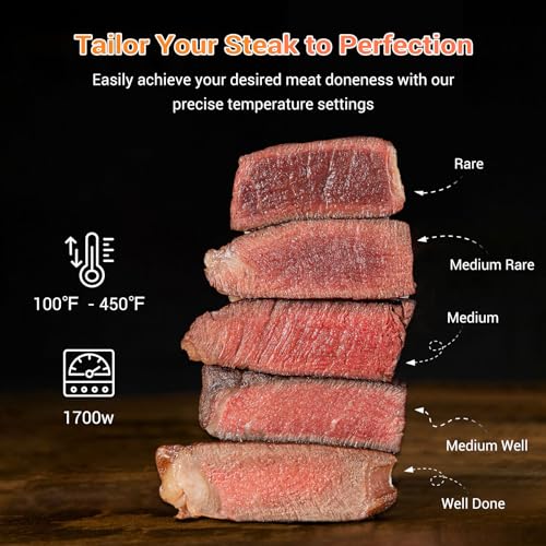 Tastee Ceramic Air Fryer, 8 in 1 Compact 5.5QT AirFryers, 450°F Digital Airfryer Dehydrator with Smart Probe, 24 Presets One touch Cooking, In app Recipes with Window, Dishwasher safe &amp; Non stick : Home &amp; Kitchen
