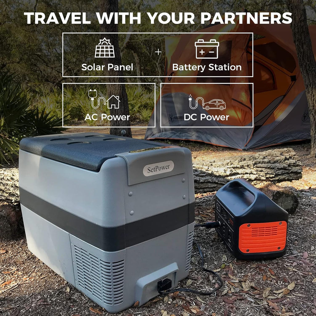 AJ30 Portable RefrigeratorPortable Freezer32 Quart(30L) Electric CoolerCar Refrigerator12/24V DC Cable & 110/240V ACCar Fridge for CampingTruckRVTravelFishing3-YEAR Warranty