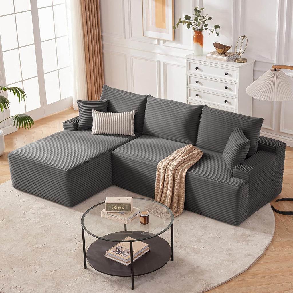 110 Cloud Sectional Couch, Boneless Sofa for Living Room Modular Sectional Sofa with Deep Seat