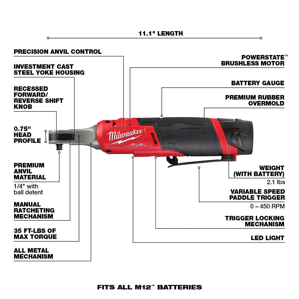 2025 M12 FUEL 1/4" High Speed Cordless Ratchet Kit