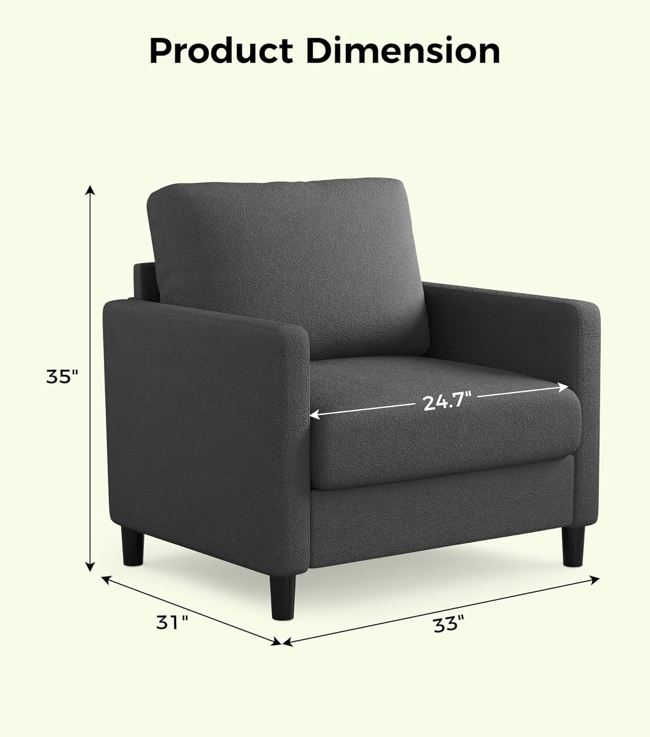 Loveseat Sofa 51" Love Seat Comfy Corduroy Small Loveseat Small Spaces Tool-Free Setup Couch