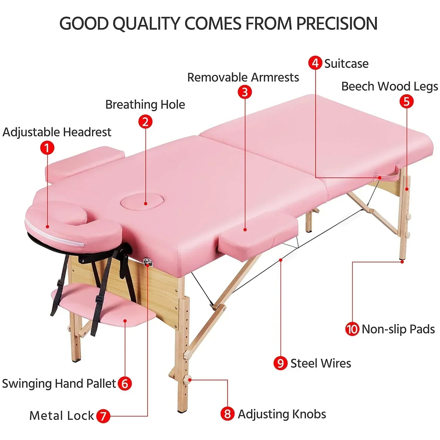 Yaheetech Massage Table Portable Lash Beds Spa Bed Massage Couch Foldable Spa Tables