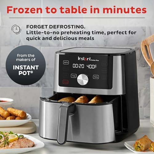 Instant Pot Vortex Plus 6QT XL Air Fryer, 6 in 1, Broils, Dehydrates, Crisps, Roasts, Reheats, Bakes for Quick Easy Meals, 100  In App Recipes, Dishwasher Safe, from the Makers of Instant Pot, Black : Home &amp; Kitchen