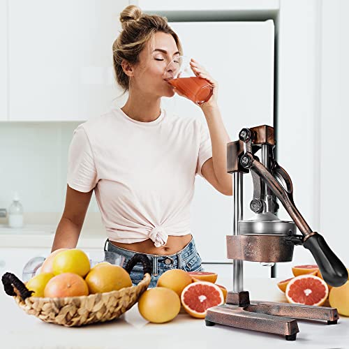 Zulay Kitchen Cast Iron Orange Juice Squeezer   Heavy Duty, Easy to Clean, Professional Citrus Juicer   Durable Stainless Steel Lemon Squeezer   Sturdy Manual Citrus Press &amp; Orange Squeezer (Copper): Home &amp; Kitchen
