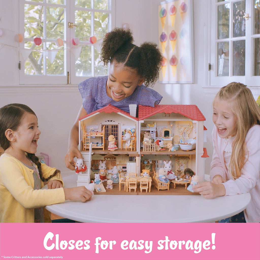 2025 Calico Critters Red Roof Country Home, Dollhouse Playset with Figures, Furniture and Accessories