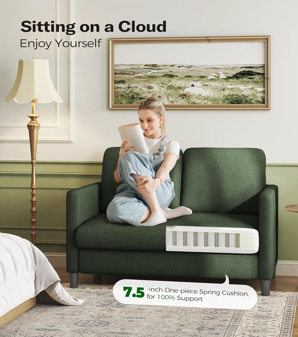 Loveseat Sofa 51" Love Seat Comfy Corduroy Small Loveseat Small Spaces Tool-Free Setup Couch