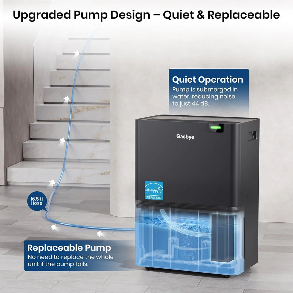 4500 Sq.Ft. Most Efficient Energy Star 2024 Dehumidifier for Basement with Drain Hose, Max 115 Pints/D Dehumidifier for Large Room, [45dB Quiet Compressor], Easy Drainage, Auto-restart, Black