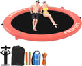 Inflatable Dock Floating Platform 8ft Inflatable Water Hammock Floating Deck for Lake W/Cupholder Round Floating Ring Float Ring Pool Float Raft Lounger Island Platform Pad