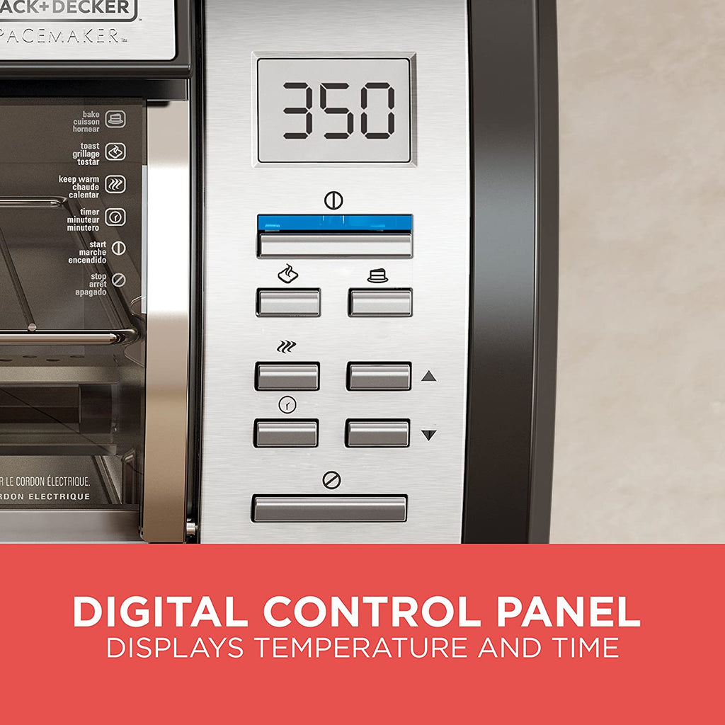 BLACK DECKER SpaceMaker Under Counter Toaster Oven, Digital Controls, Black/Stainless Steel, Fits 9&prime;&prime; Pizza or 4 Slices