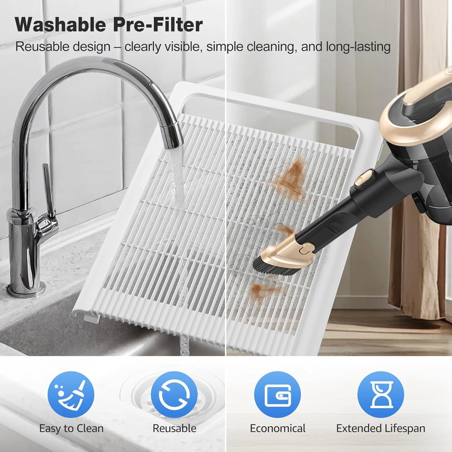 KNKA Air Purifier for Home Bedroom Large Room Up to 1,695 Ft虏 in 1 Hr, HEPA Air Cleaner with Washable Pre-Filter, AQI Display, ECO Mode, Sleep Mode, Pet Mode for Pets, Dust, Pollen, APH4000