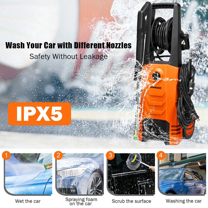 3500PSI Electric Pressure Washer 1800W 2.6 GPM Portable Electric Power Washer with 4 Nozzles