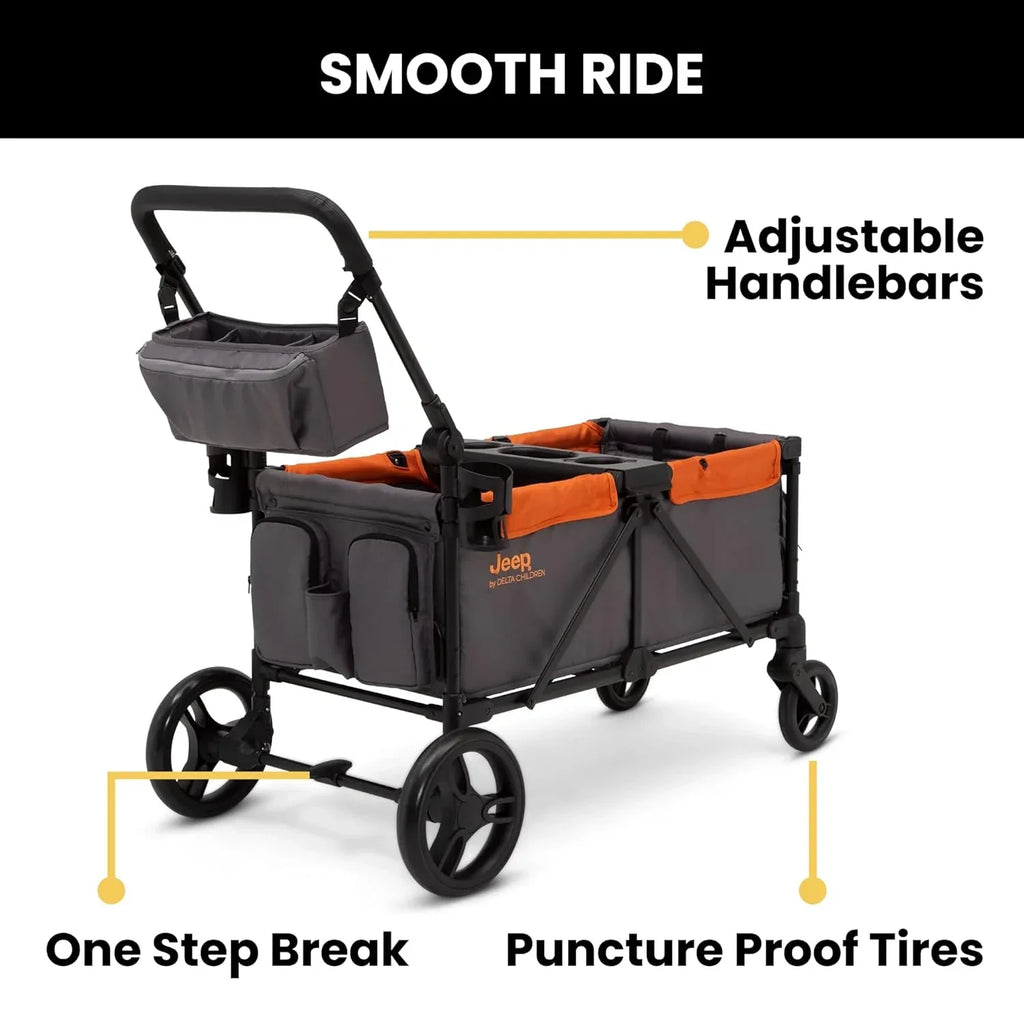 Jeep Sport All-Terrain Stroller Wagon by Delta Children Includes Canopy Parent Organizer
