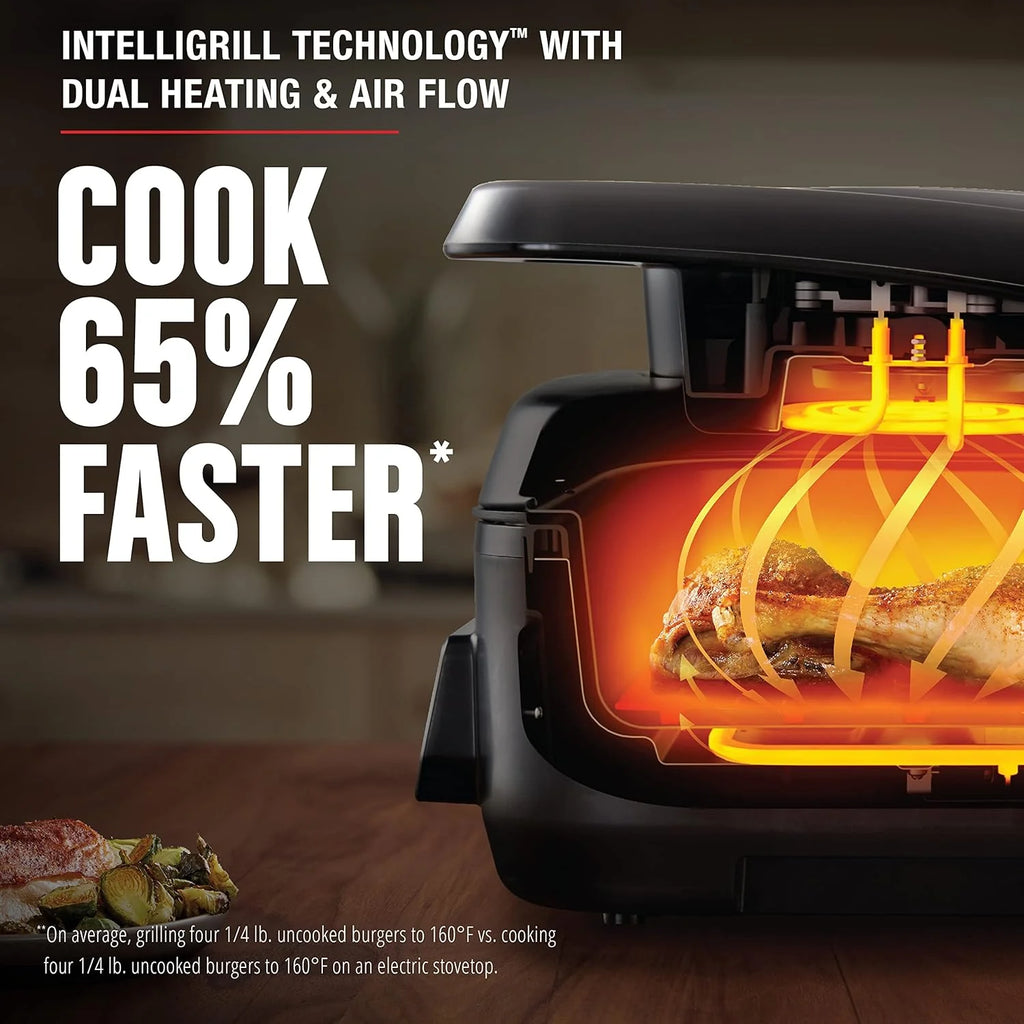 George Foreman Beyond Grill锟�?7-in-1 Electric Indoor Grill with Air Fry Technology, MCAFD800D, Black, Large