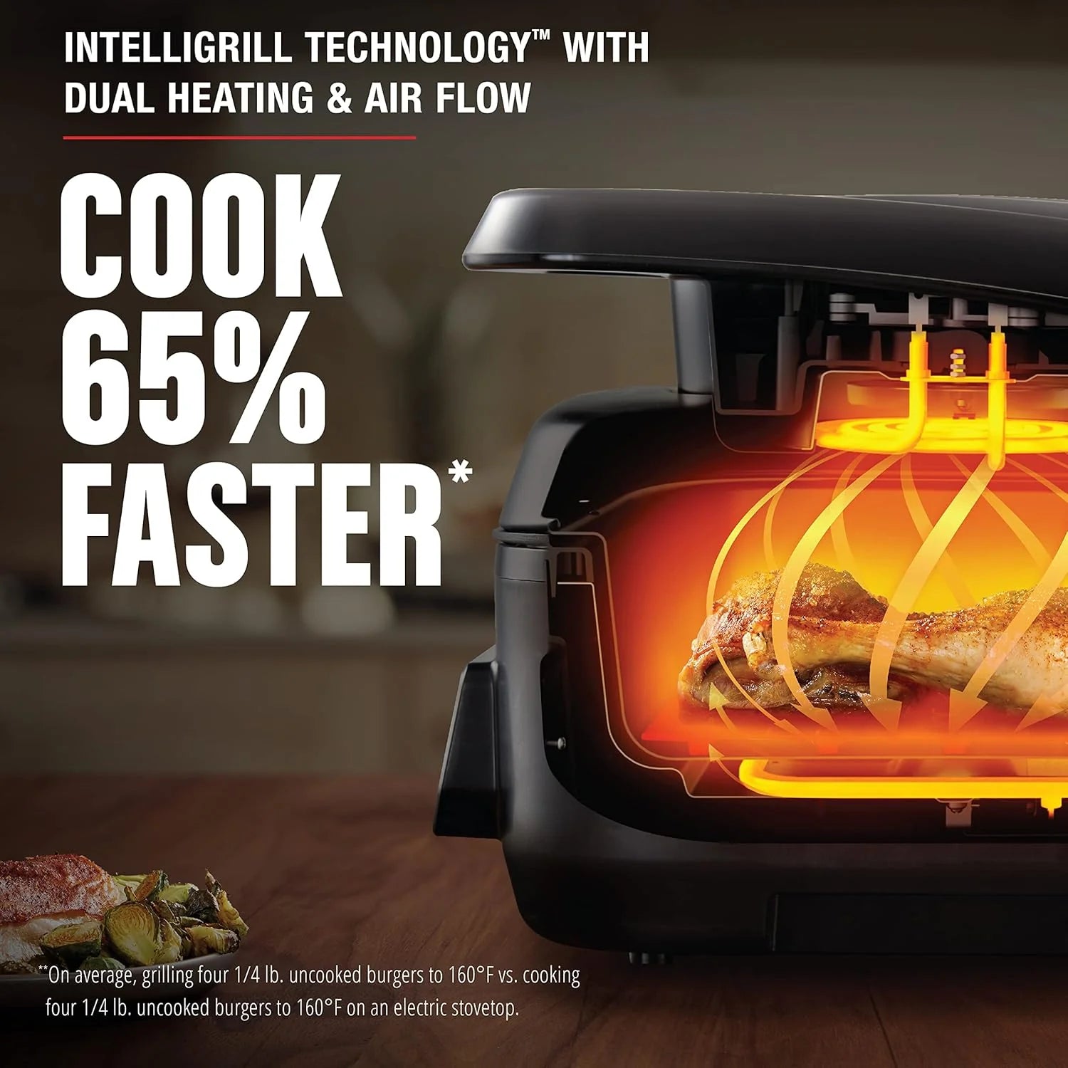George Foreman Beyond Grill锟�?7-in-1 Electric Indoor Grill with Air Fry Technology, MCAFD800D, Black, Large