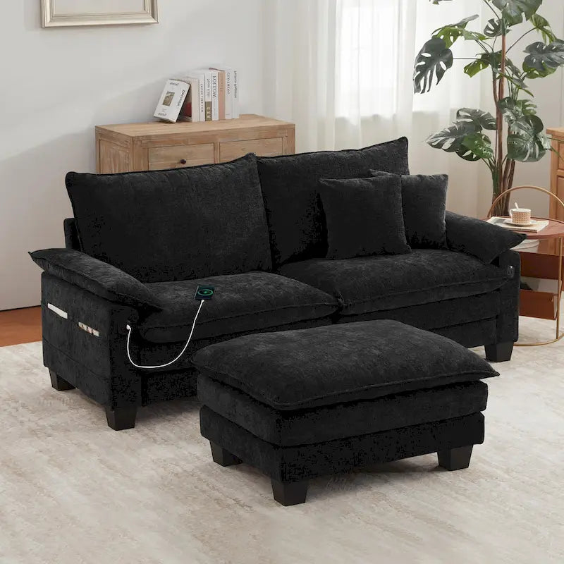 Modular Sectional Sofa, Comfy Cloud Couch Sectional Sofa with Ottoman, Deep Seat Sofa Sleeper for Living Room