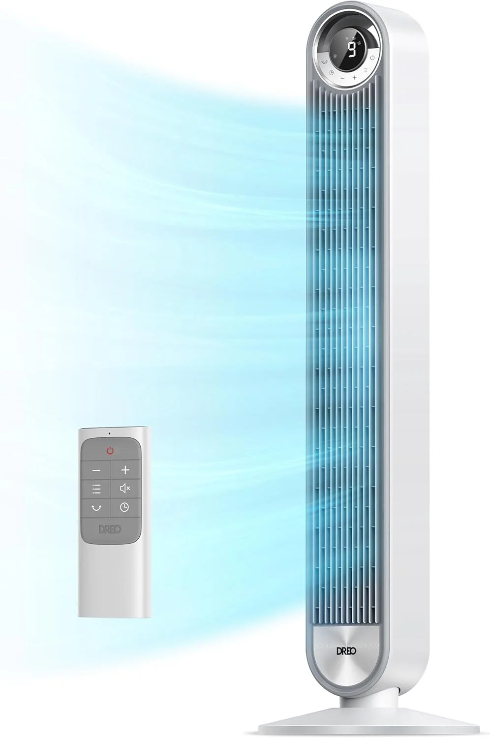 DREO Tower Fan for Bedroom, 90掳 Oscillating Standing Fan with 28ft/s Velocity, 20dB Quiet for Sleep, DC Motor, 9 Speeds, 4 Modes, 12H Timer, Voice & APP & Remote Control, 42" Cruiser Pro T2 S